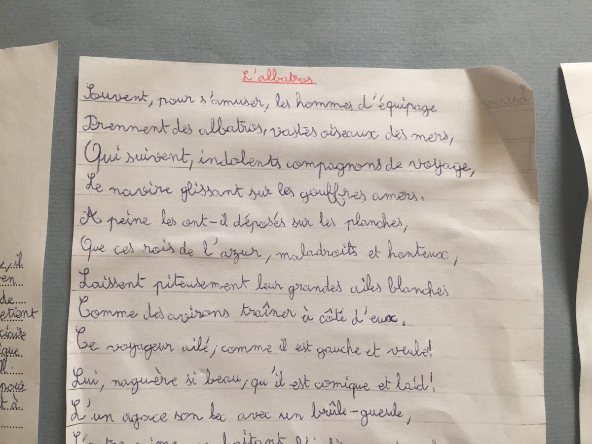 Dans les couloirs, je retrouve aussi Baudelaire et "L'Albatros" écrit par toi en 1925 dans la cave #Madeleineproject https://t.co/3dq2srK91P